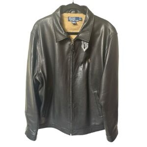 VTG Polo Ralph Lauren Genuine Lambskin Bomber 80’s Black Leather Jacket Large